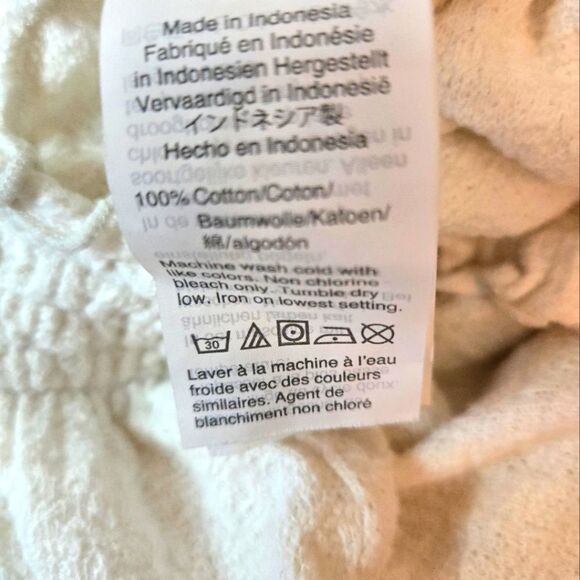 Madewell Texture & Thread Drawstring Top Smocked Round Neck Cotton Size XS - Picture 11 of 13